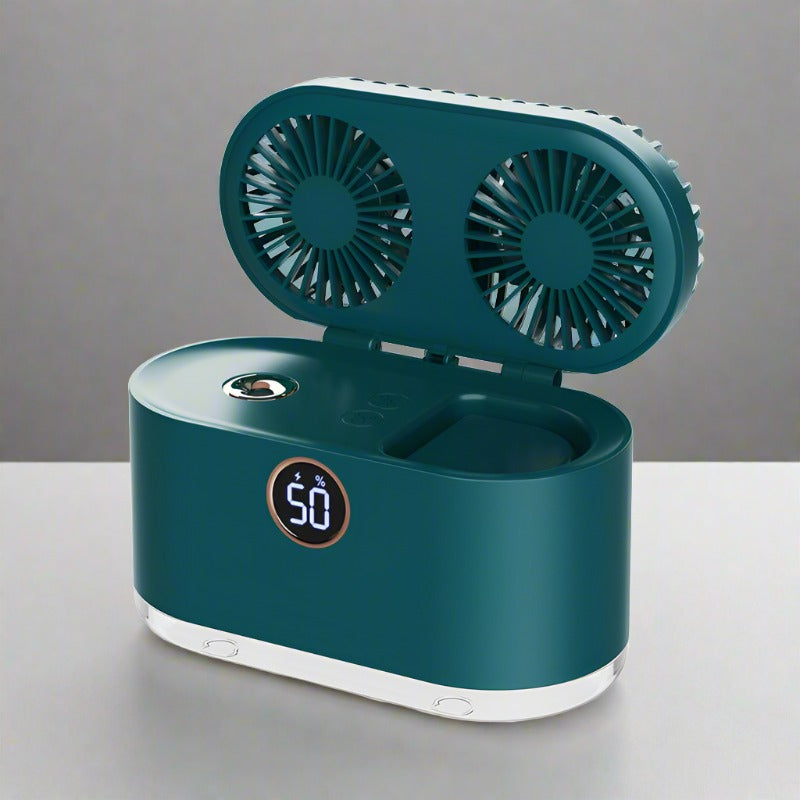 Portable USB Mini Air Conditioner Fan - 3-Speed LED Desktop Cooler