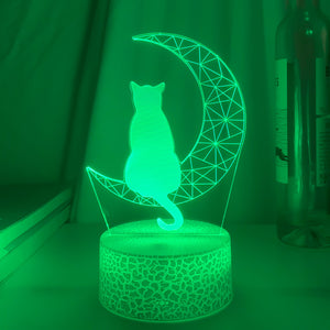 3D Moon and Cat LED Light