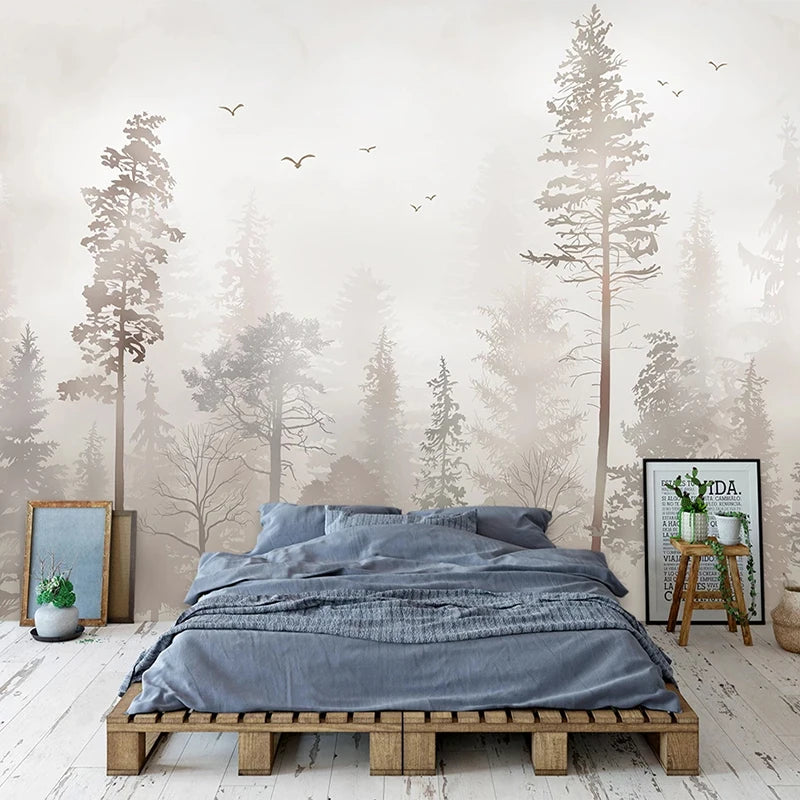 3D Custom Mural Wallpaper – Nostalgic Forest Bird Wall Decor