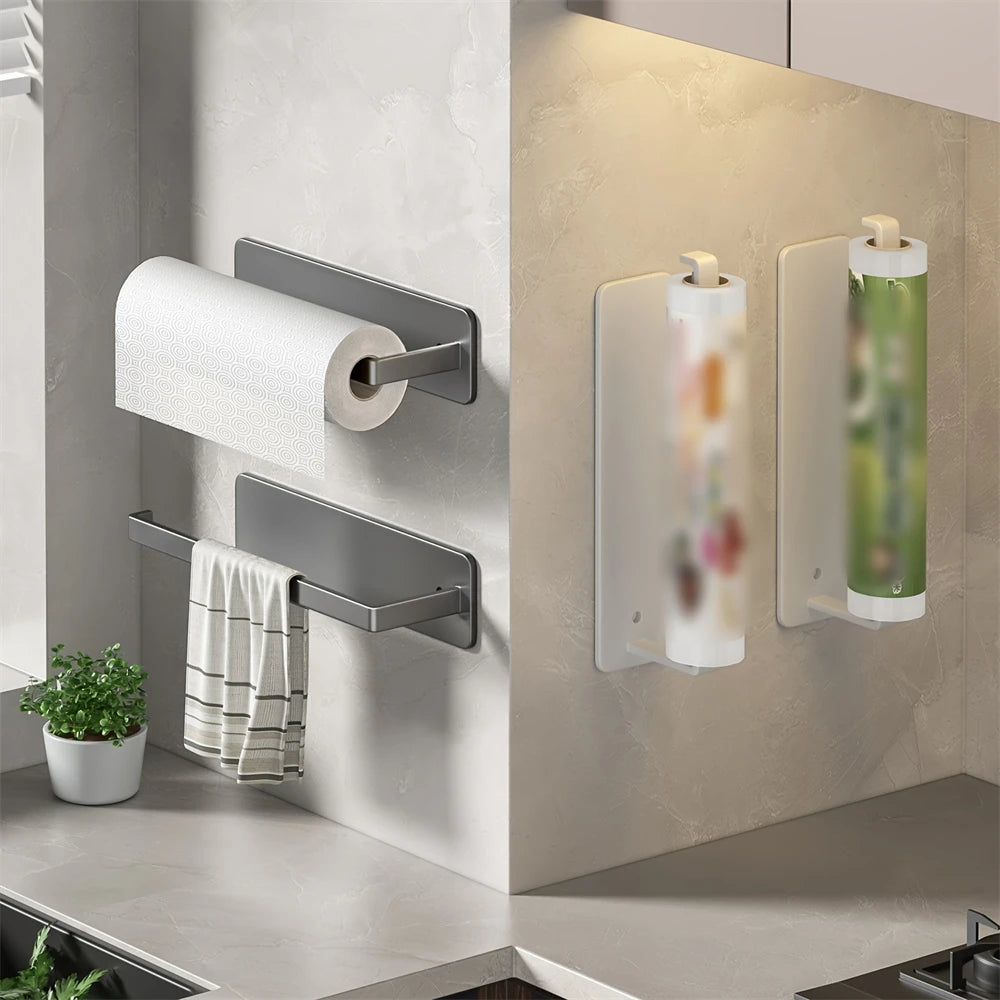 Wall-Mounted Kitchen Tissue Rack – Cabinet & Cling Film Storage Organizer