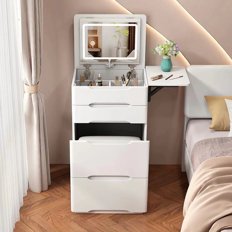 Modern Bedroom Dressing Table with Flip-up Mirror & Storage