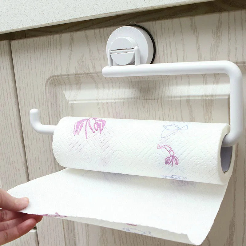 Kitchen paper towel rack kitchen  holder refrigerator suction cup hanger roll  storage  free punch  WY5