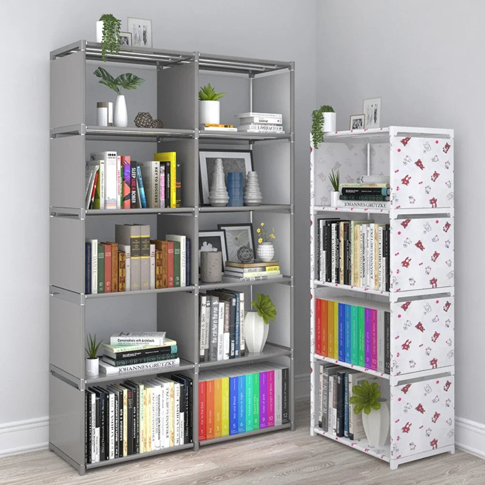 Simple Multi-Layer Bookshelf – Stackable Storage Rack & Book Organizer