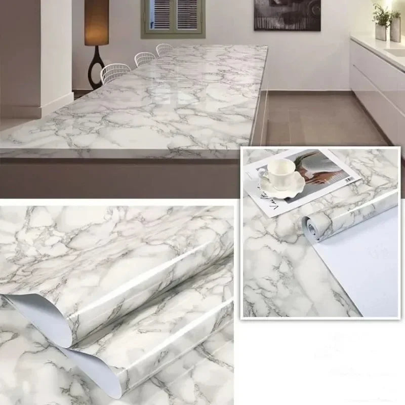 Oil-Proof Waterproof Kitchen Self-Adhesive Film – Marble Sticker for Countertops & Cabinets