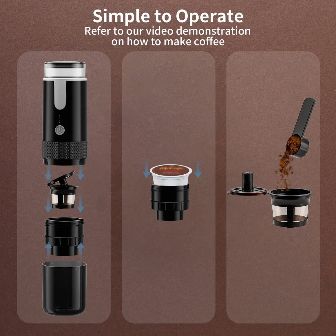 Portable Electric Coffee Maker – Capsule & Ground Coffee Brewer